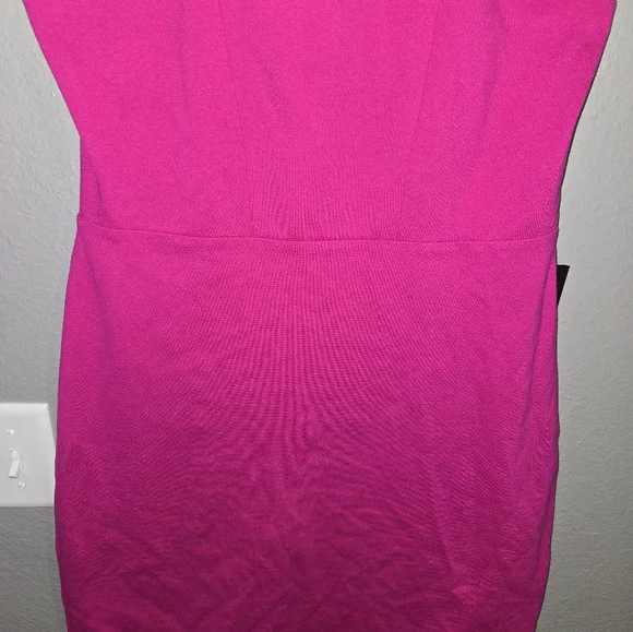 Express Bodycon Cocktail Fuchsia Pink Midi Dress Size 12 - Picture 3 of 12
